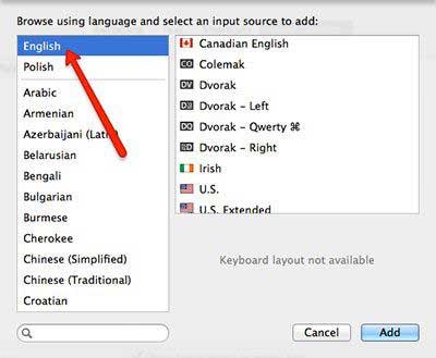 تغییر زبان کیبورد در مک بوک